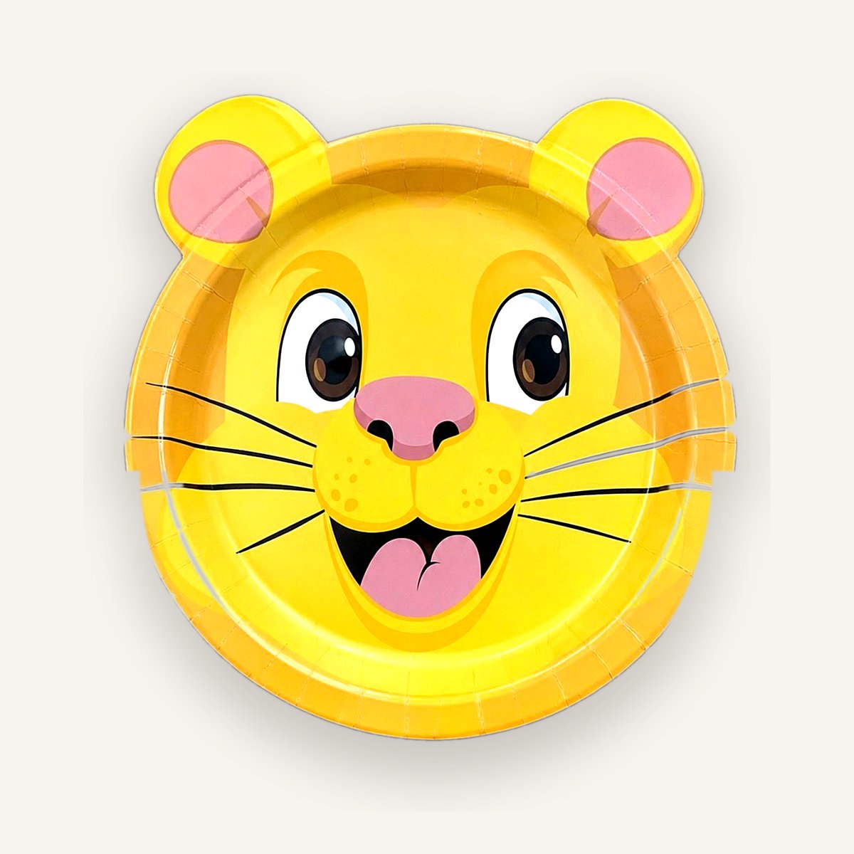 Die-cut lion face printed paper plate
